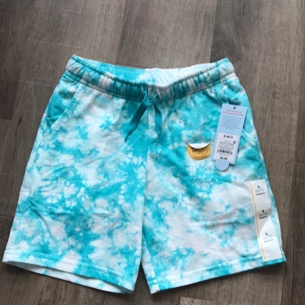 NWT Cat & Jack shorts size small 6/7 tye dye style blue front pockets